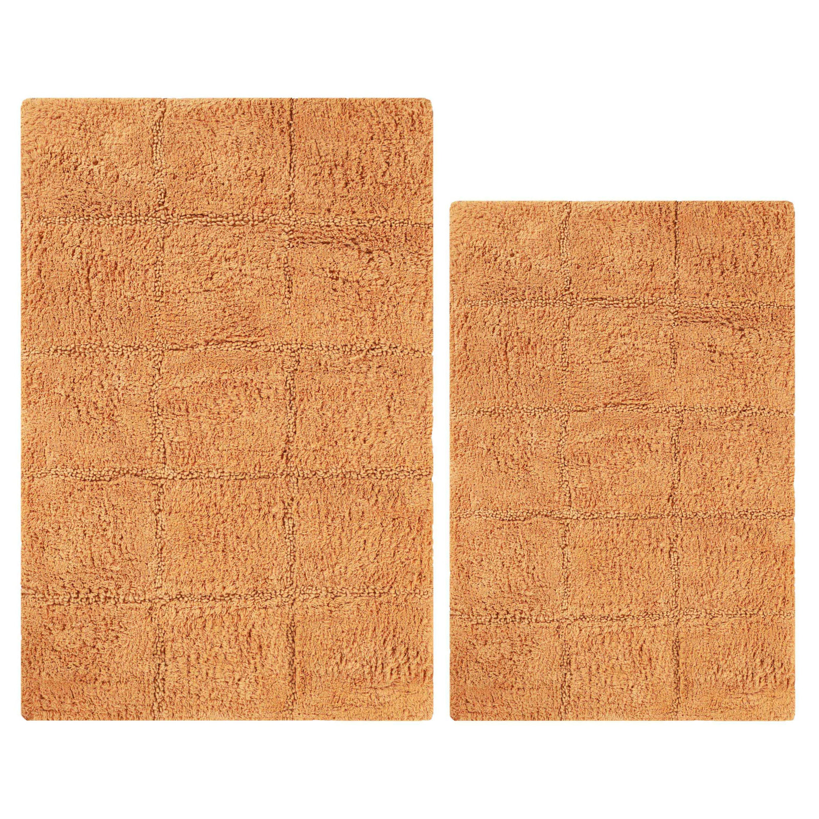 Sandcliff Checkered Cotton Non-Skid Machine Washable 2 Piece Bathroom Rug Set, Checkers Rust