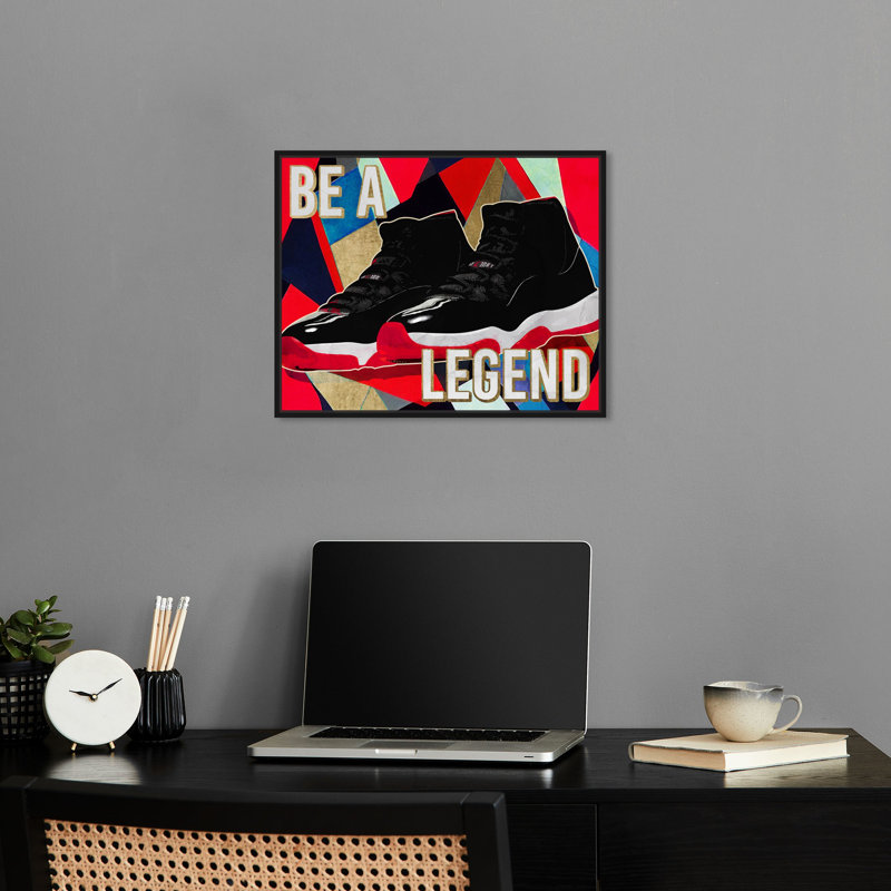 Be Be Legend Sneakers II, impression de citations sur toile par Notoriart, Cadre noir, H 17 po x l 21 po