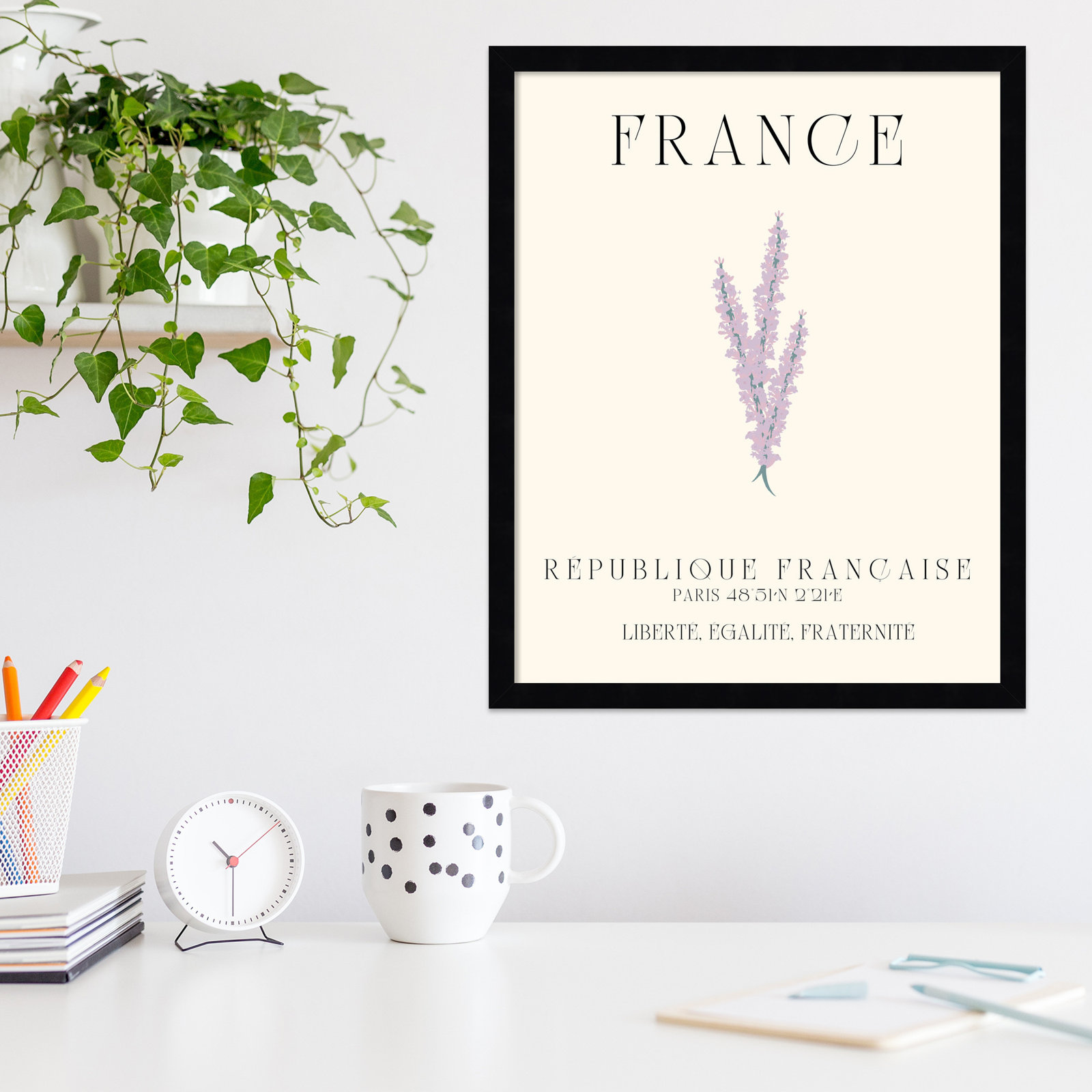 Mirando "France Travel Poster" Print, Black Framed, 17" W x 21" H x 1" D