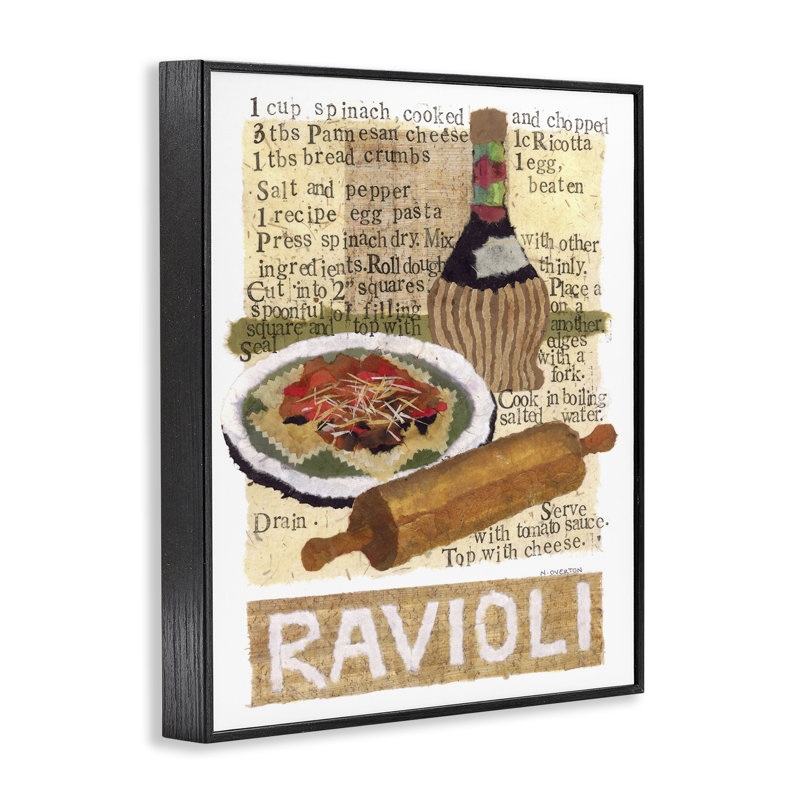Art rétro de raviolis par Nancy Overton, Giclée encadrée noir minuit, H 30 po x l 24 po