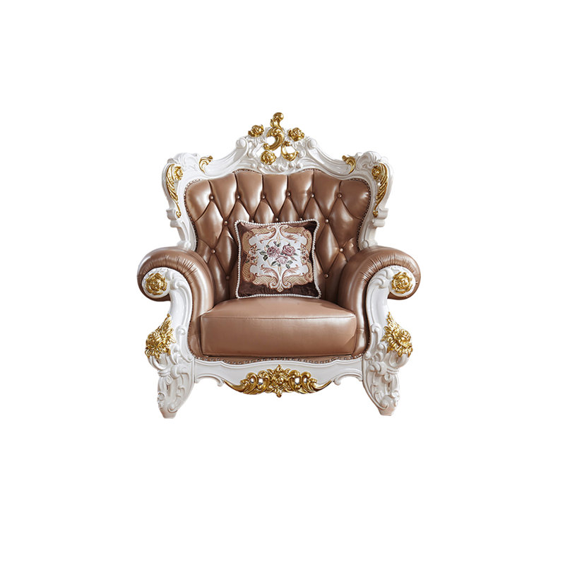 Fauteuil en cuir véritable capitonné European Luxury