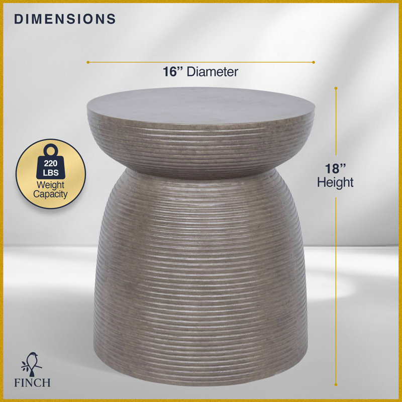 Finch Clayton Cement Pedestal Side Table, Sturdy, Scratch Resistant with Hand Painted Texture Finish