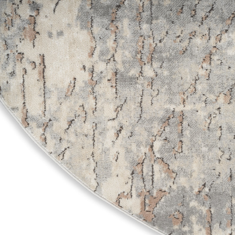 Tapis beige / gris Addilyn, Rond 7 pi 10 po