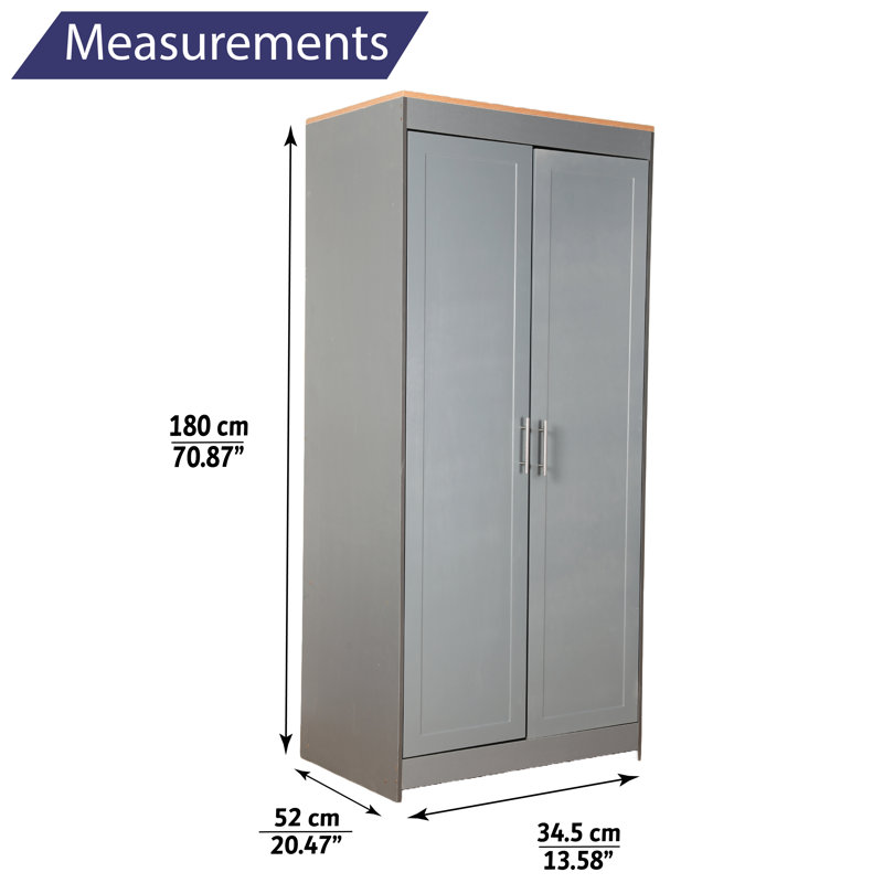 Puckett 2 Door Wardrobe, Grey