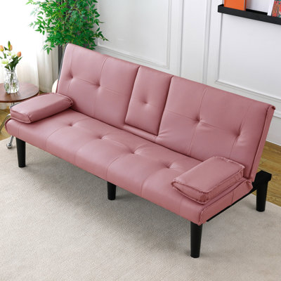 Faux Leather Sofa Bed With Adjustable Backrest