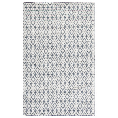Burhardt Geometric Handwoven Ivory/Navy Area Rug