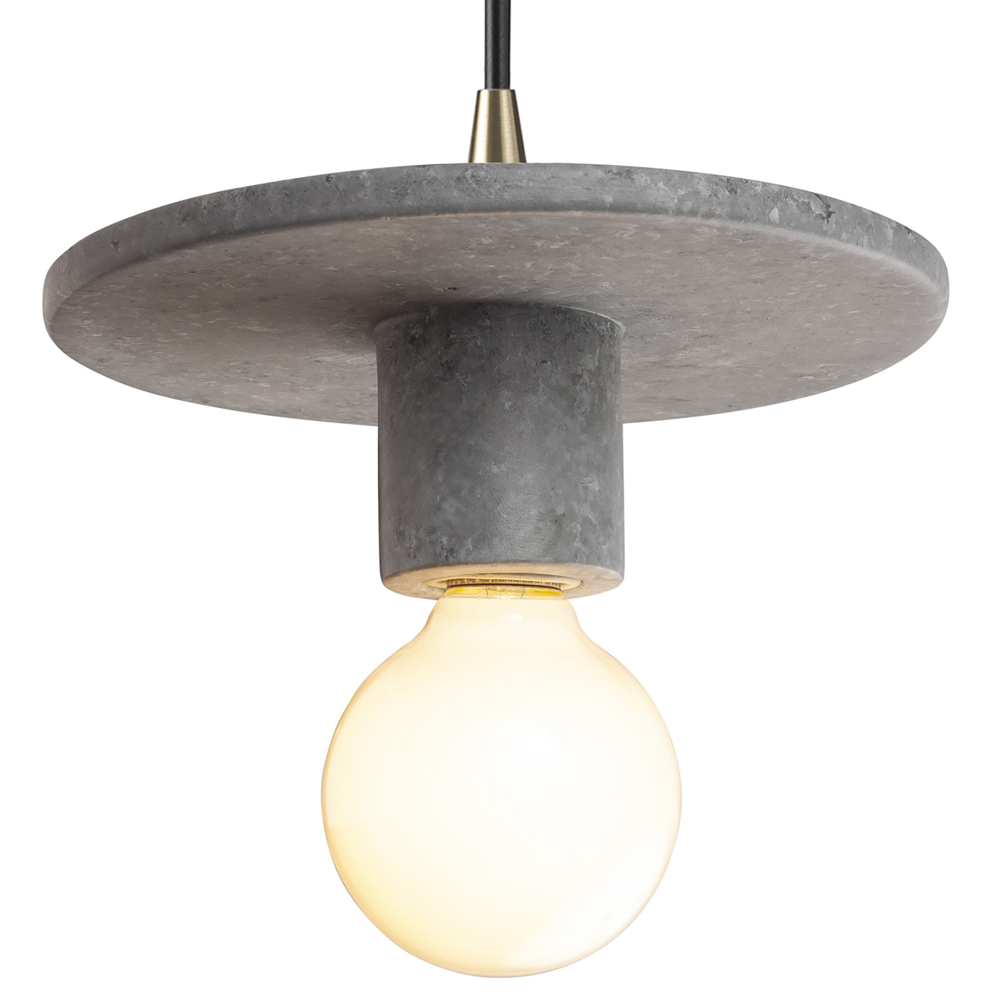 Leni Single Light Ceramic Dimmable Pendant, Concrete, Antique Brass