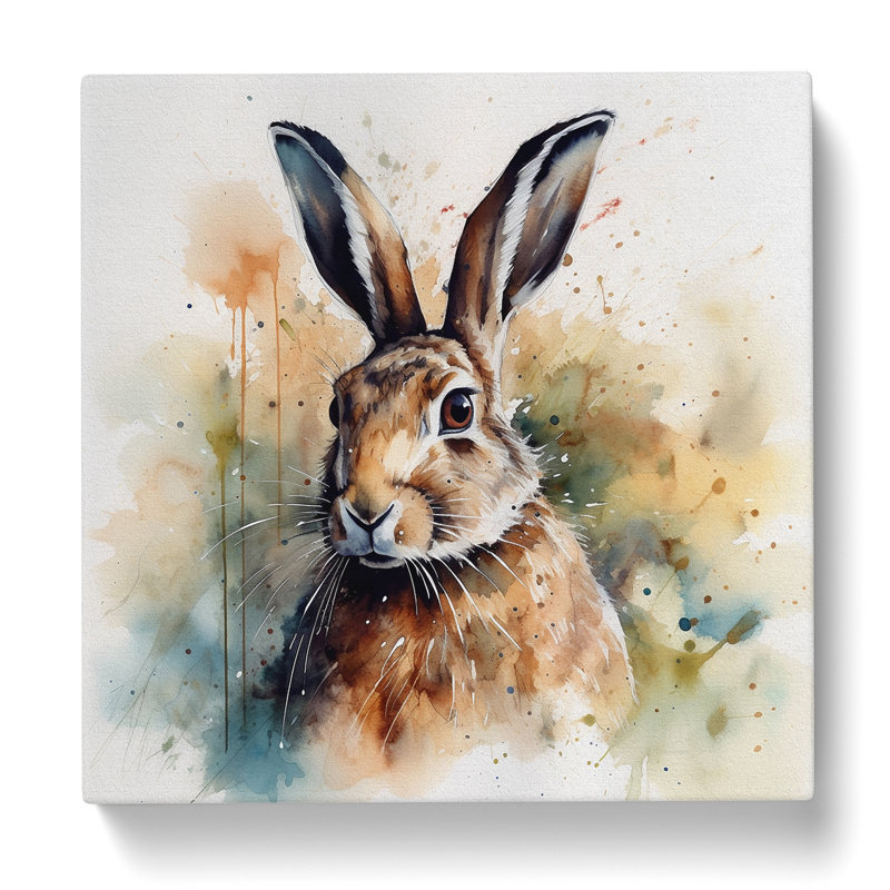 Hare Watercolour - Wrapped Canvas, 35cm H x 35cm W x 3cm D