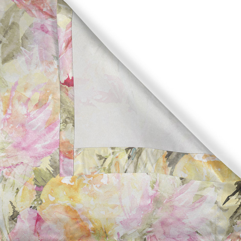 Dakota Fields, œillets, aquarelle, roses, rideau, art floral 50 po x 108 po, L 50 po x L 54 po