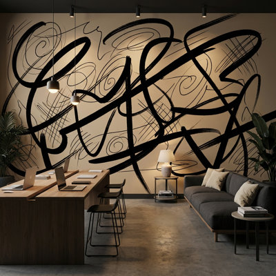 Papier peint dynamique abstrait noir avec décoration murale dynamique