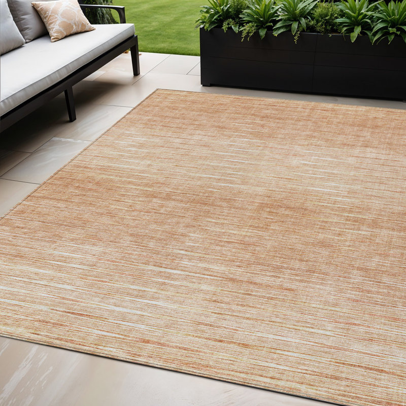 Tapis extérieur lavable abstrait saumon et ivoire 5 pi x 8 pi