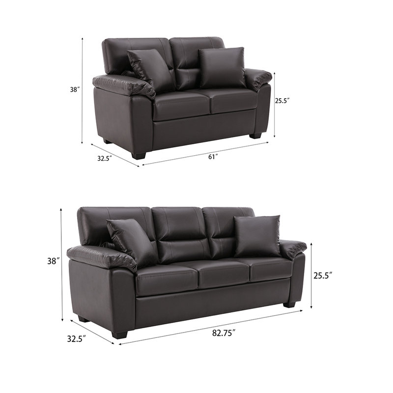 Ebern Designs Dewells 2 Piece Faux Leather Living Room Set & Reviews ...