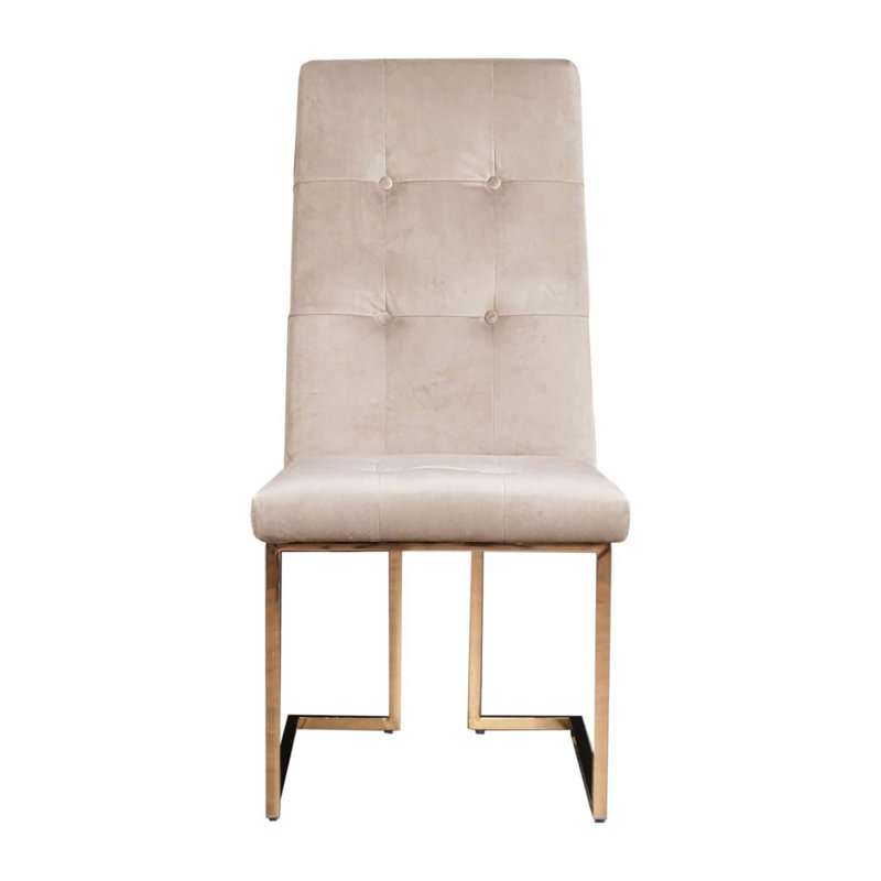 Chaise d'appoint en velours Denholme, Beige, Or rose