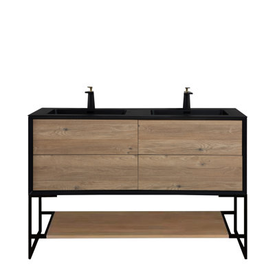 Danyall 60 po L x 21 po P 4 tiroirs Meuble-lavabo autoportant avec évier double et Comptoir