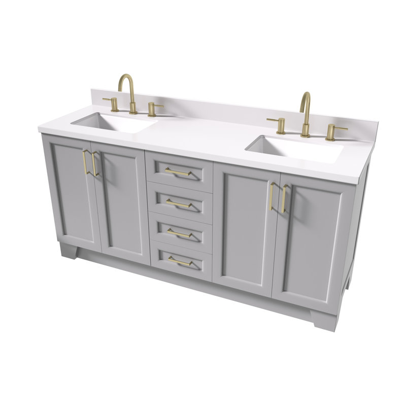 73 IN.  Single Bathroom Vanity, Gray, Rectangular,  White Quartz