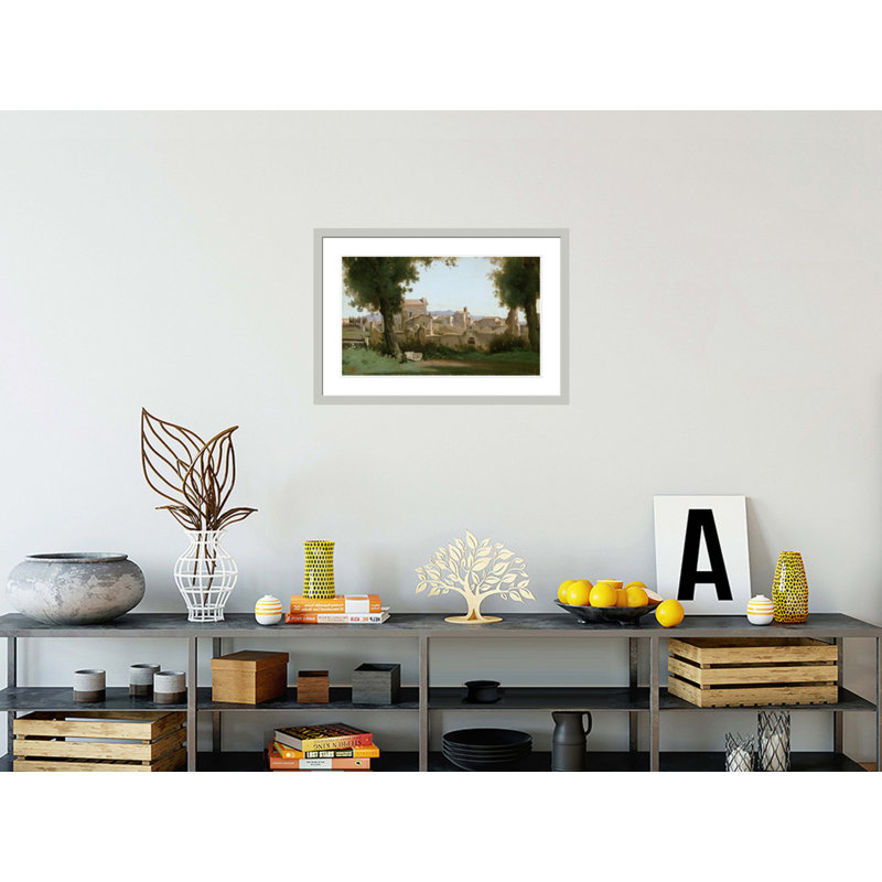«View from the Farnese Gardens Rome» par Jean-Baptiste-Camille Corot, impression giclée encadrée, H 20,31 po x l 29,5 po
