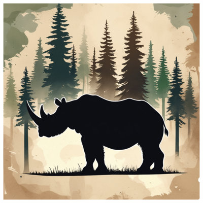Silhouette Rhinoceros Forest Duvet Covers