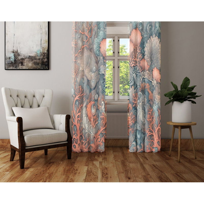 Paire de rideaux semi-transparents en polyester Calantha, L 40 po x L 61 po