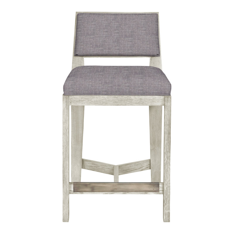 Scoville By Thom Filicia Upholstered Counter Stool with Solid Wood Frame, Navajo, Chenille nomade ardoise Crypton®