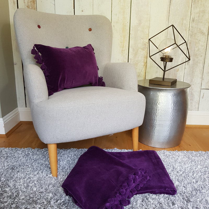 Reith Hand Woven Throw Blanket, Aubergine purple