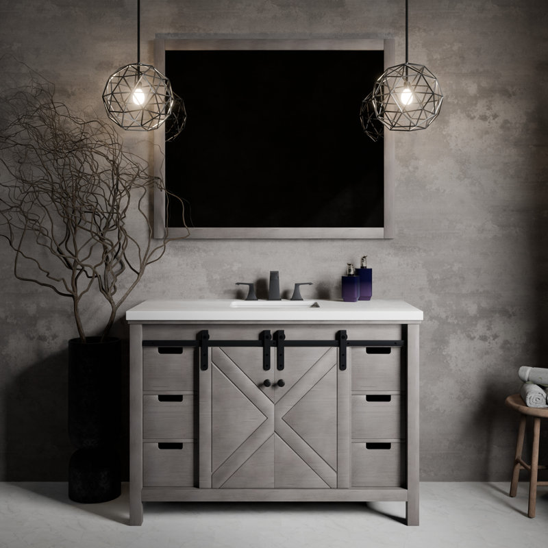Meuble-lavabo simple l 48 po x P 22 po Marsyas, Gris cendre