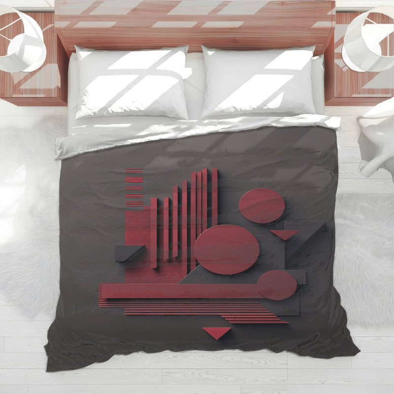 Red Geometric Shapes Comforter, Queen