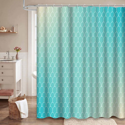 Rideau de douche à motif de poisson avec 12 crochets