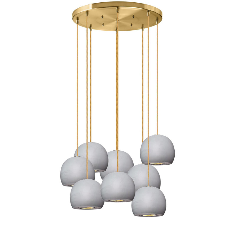 8 - Light Chandelier, Brass, 48" H x 24" W x 24" D, Gray/Brass