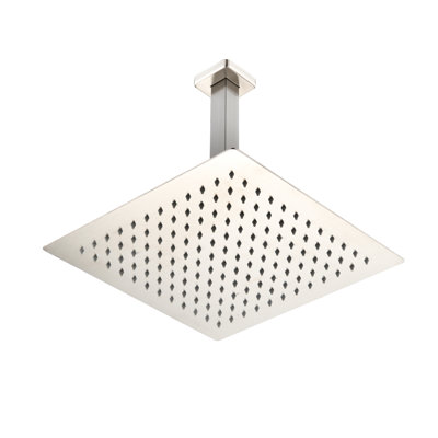 Agrégat de douche fixé au plafond avec surface en nickel brossé - Tête de douche à main de 12 po pluviale naturelle qui convient à tous les bras et correspond aux raccords de tuyaux standard américains