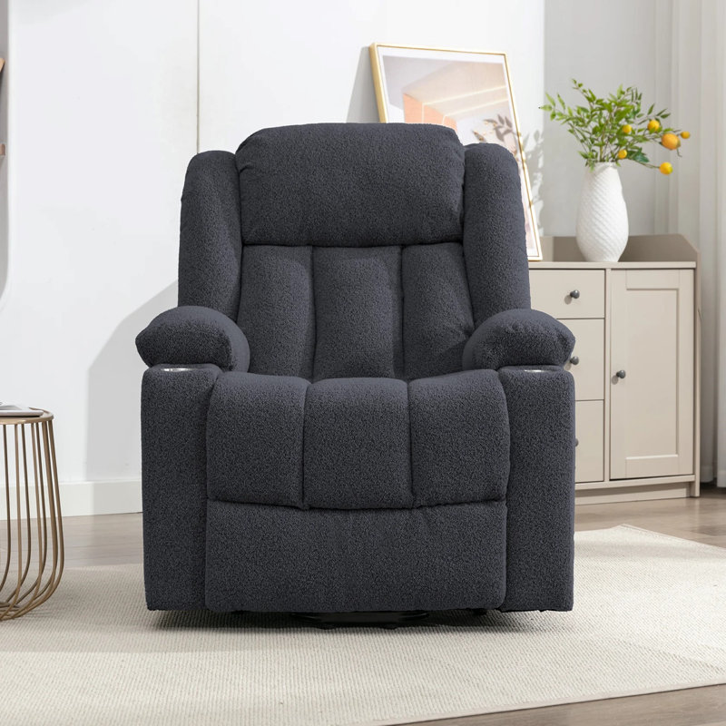 Anuhea 87cm Wide Lift Assist Standard Recliner with Massager, Dark Grey