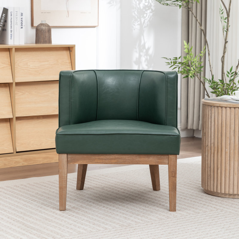Karoll Upholstered Barrel Chair, Dark Green