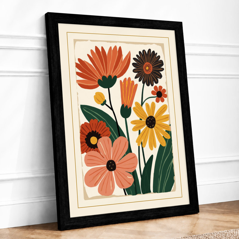 Stylized Arrangement Botanical - Framed Print, Black, A3 - 42.0 x 29.7 cm
