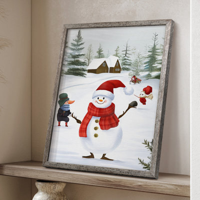 «Christmas Holiday Art CCXLV III», reproduction d'art encadrée - bois massif