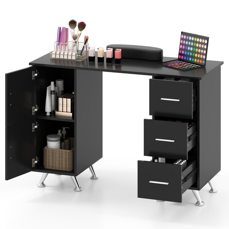 Table manucure avec clou et tiroirs, Noir