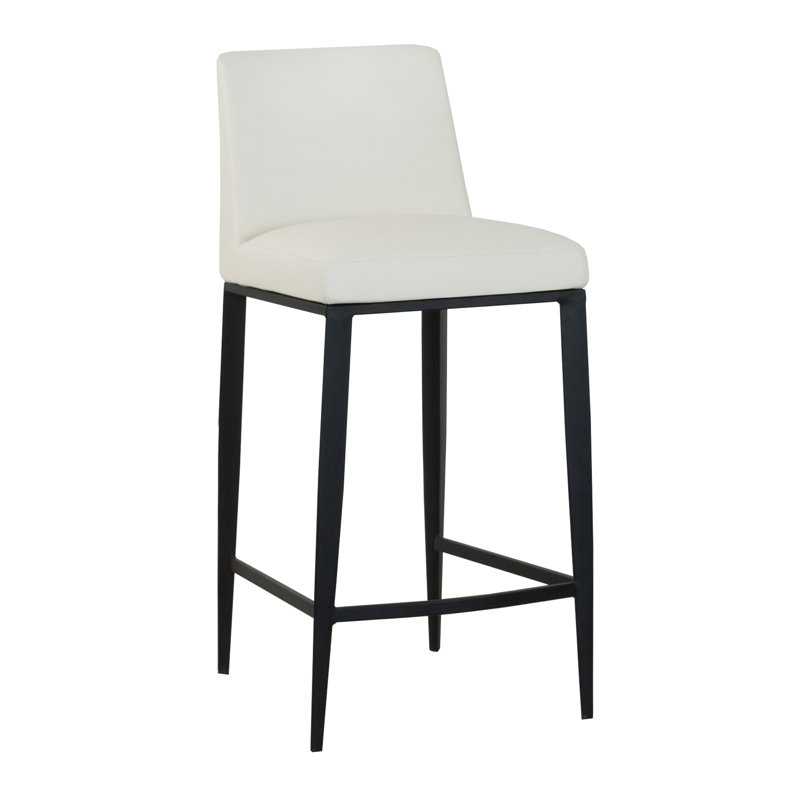 Aretha Upholstered Counter Stool with Metal Frame, White, Counter Stool (26" Seat Height)