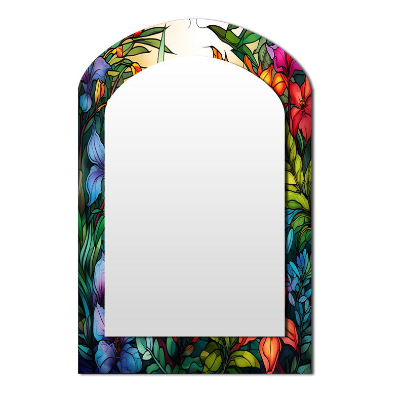 Miroir mural Vibrantly Happy Blossoming Tropical Flowers IV - Traditional, 43 po x 33 po