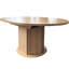 Table ronde en bois élégante pour 4 à 6 personnes, piètement texturé, en bois d'hévéa, table de salle à manger conviviale, table hexagonale extensible 6 places