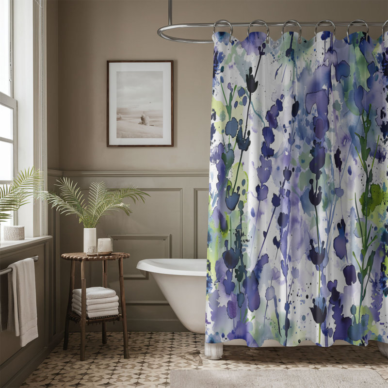 Water Violet - Rideau de douche Premium, H 74 po x l 71 po