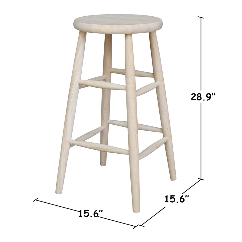 Solid Wood Bar & Counter Stool, Bar Stool (30" Seat Height), Unfinished