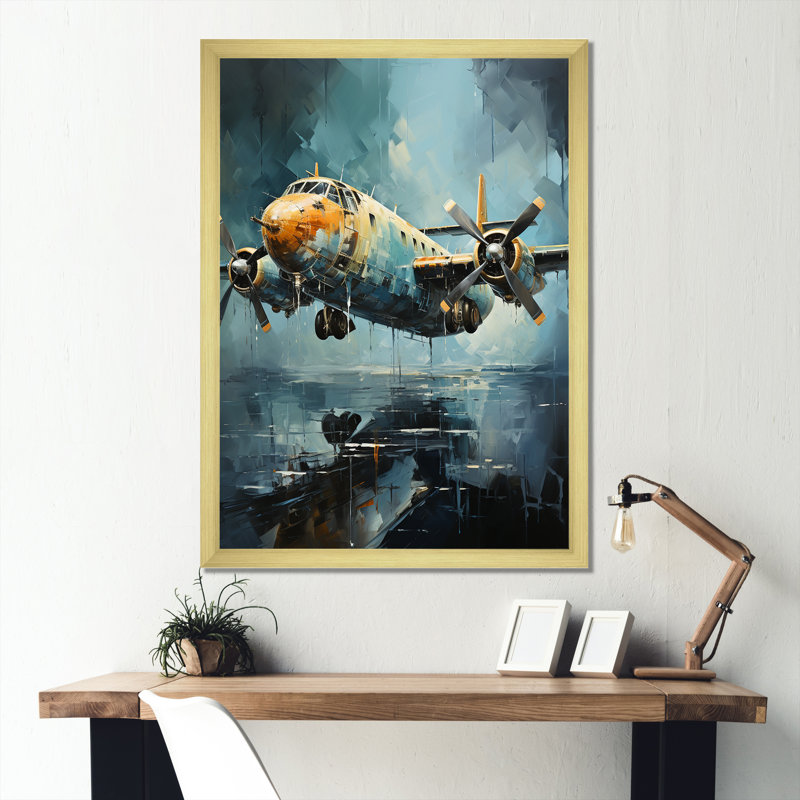 Reconnaissance aérienne d'un avion militaire II sur toile, Cadre doré simple, H 20 po x l 12 po x P 1 po