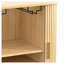 Armoire bar cannelée de 28 po avec support à 8 grilles et tablettes réglables, panneau de fibres à densité moyenne à finition naturelle et console en métal