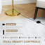 HOMCOM Floor Lamp with Remote, Height Adjustable, Linen Shade, Gold Tone