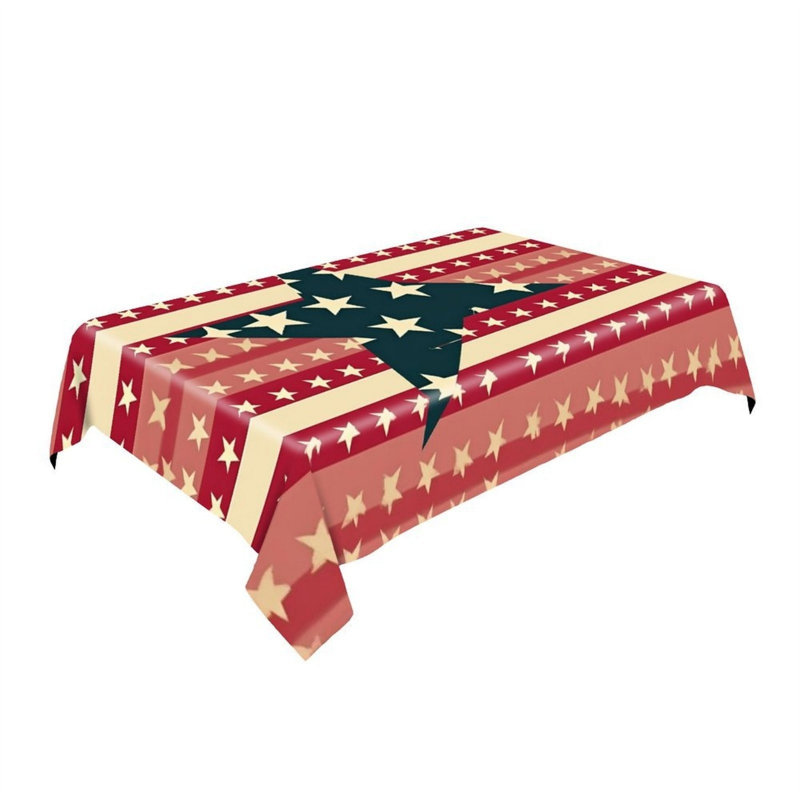 60" x 120" Star Spangled Stripe Tablecloth 4th of July Style for Outdoor Patio Party