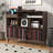 Record Player Stand with Open Vinyl Storage, Record Player Table for Vinyl Holds Up to 550 Albums,Turntable Stand with Power Outlet for Living Room, Office-1199977736