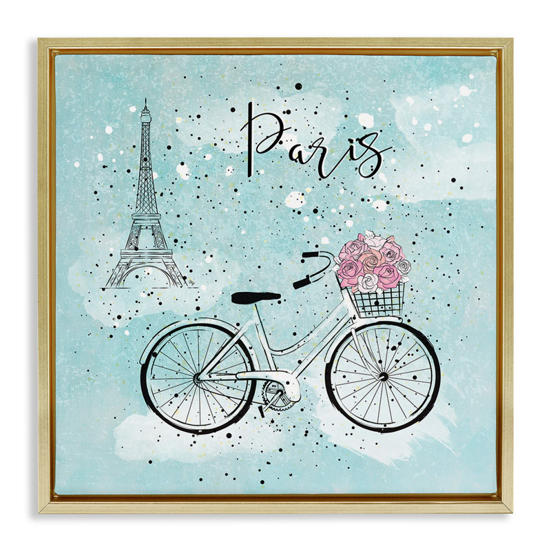 Art mural sur toile flottant gris Paris Paris par Martina Pavlova, Cadre flottant métallique doré, H 25 po x l 25 po
