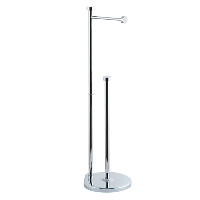 Porte-papier hygiénique sur pied avec réserve, Chrome