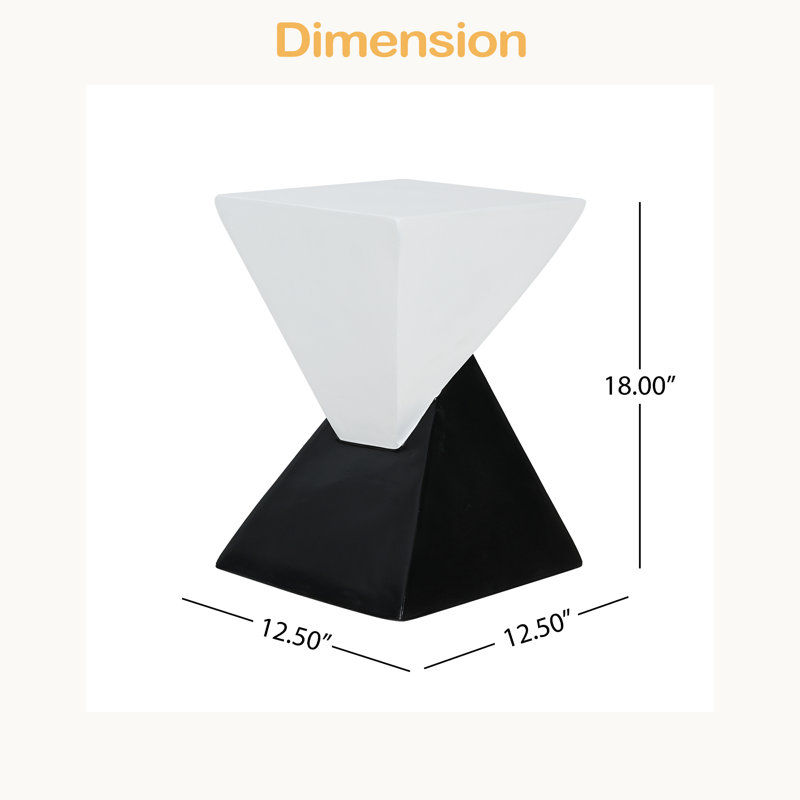 Table d'appoint d'extérieur moderne à deux tons MGO, Noir / blanc
