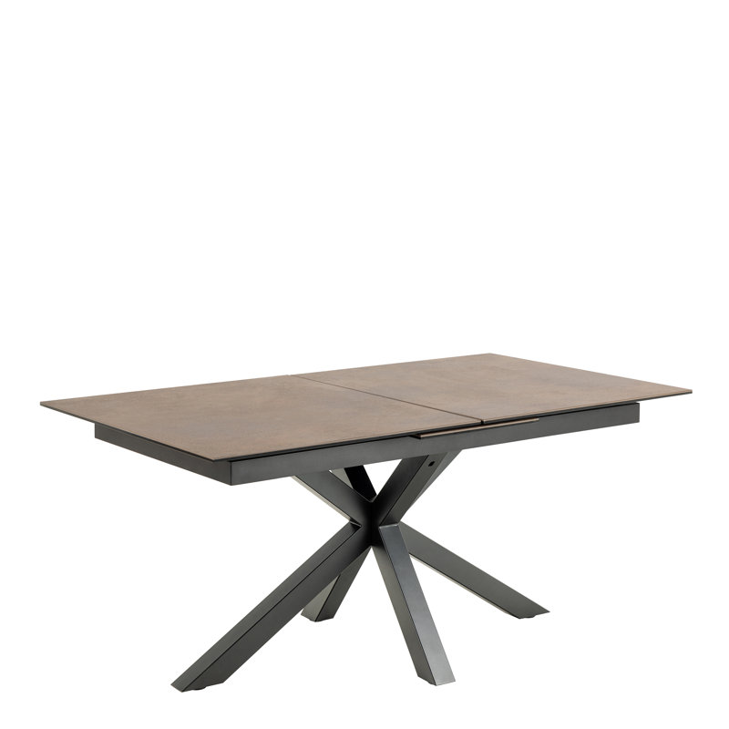 Harrisonburg Extendable Metal Base Dining Table, 76cm H x 90cm W x 210cm L, Brown