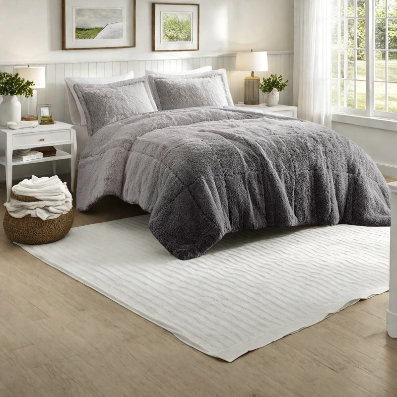 Cozy Ombre Shaggy Bedding Sets, 100% Polyester, Modern Bedroom Decor