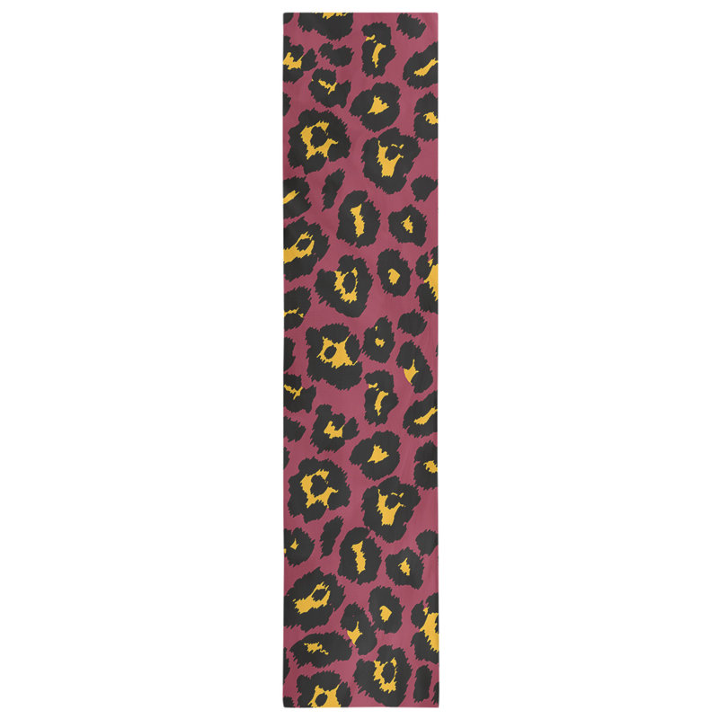 Animal Print Table Runner, 72" x 16", Red/Black/Yellow